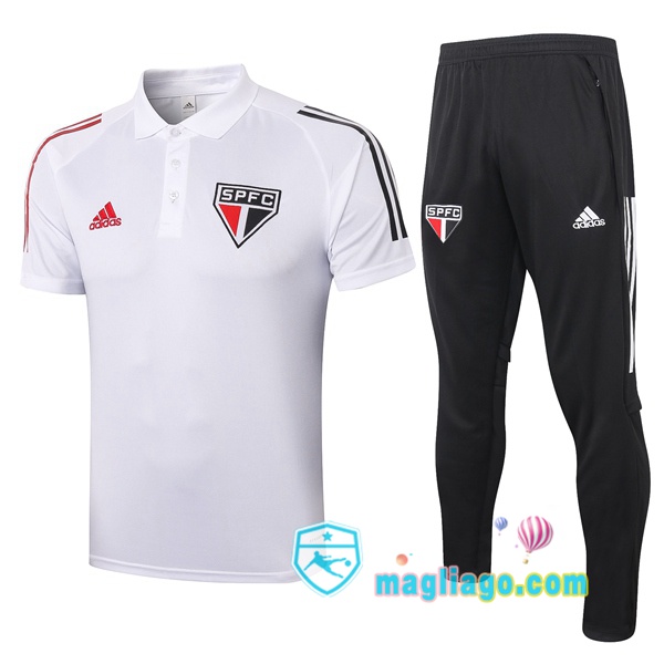 Magliago - Passione Maglie Thai Affidabili Basso Costo Online Shop | Sao Paulo FC Polo Maglia Uomo + Pantaloni Bianco 2020/2021
