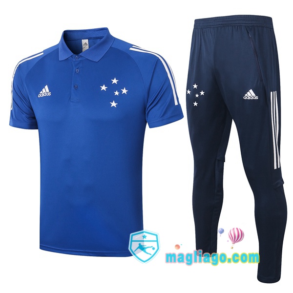Magliago - Passione Maglie Thai Affidabili Basso Costo Online Shop | Cruzeiro EC Polo Maglia Uomo + Pantaloni Blu 2020/2021
