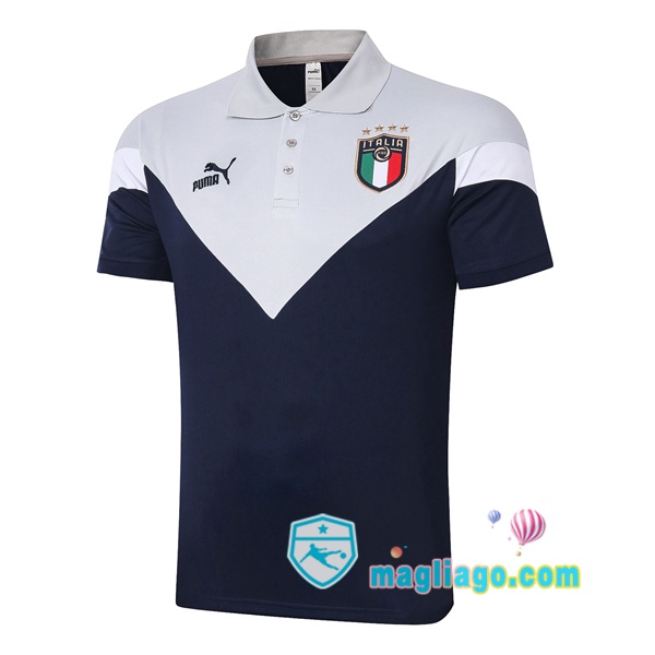 Magliago - Passione Maglie Thai Affidabili Basso Costo Online Shop | Italia Polo Maglia Uomo Blu Grigio 2020/2021