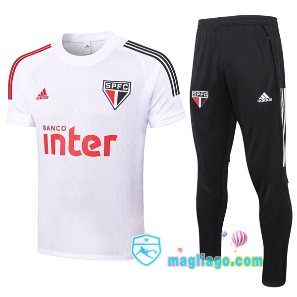 Magliago - Passione Maglie Thai Affidabili Basso Costo Online Shop | Maglie Allenamento Sao Paulo FC + Pantaloni Bianco 2020/2021