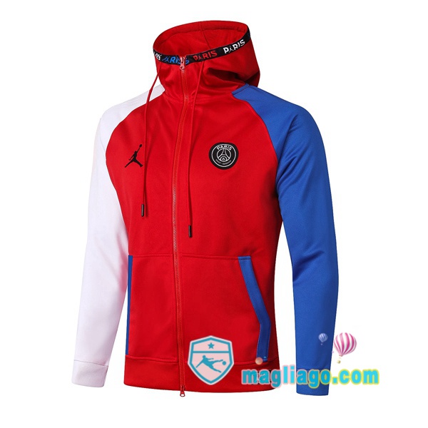 Magliago - Passione Maglie Thai Affidabili Basso Costo Online Shop | Giacca Con Cappuccio JORDAN Paris PSG Rosso Bianco Blu 2020/2021