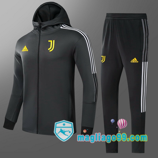 Magliago - Passione Maglie Thai Affidabili Basso Costo Online Shop | Giacca Con Cappuccio Juventus Bambino Grigio Nero 2021/2022