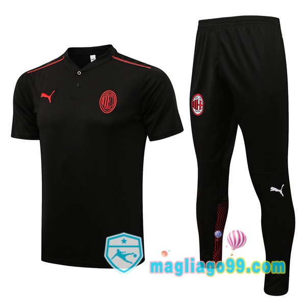 Magliago - Passione Maglie Thai Affidabili Basso Costo Online Shop | AC Milan Polo Maglia Uomo + Pantaloni Nero 2021/2022