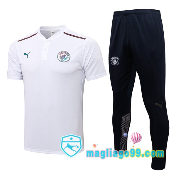 Magliago - Passione Maglie Thai Affidabili Basso Costo Online Shop | Manchester City Polo Maglia Uomo + Pantaloni Bianco 2021/2022