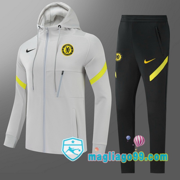 Magliago - Passione Maglie Thai Affidabili Basso Costo Online Shop | Giacca Con Cappuccio FC Chelsea Bambino Grigio 2021/2022