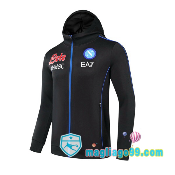 Magliago - Passione Maglie Thai Affidabili Basso Costo Online Shop | Giacca Con Cappuccio SSC Napoli Nero 2021/2022