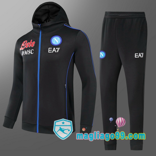 Magliago - Passione Maglie Thai Affidabili Basso Costo Online Shop | Giacca Con Cappuccio SSC Napoli Bambino Nero 2021/2022