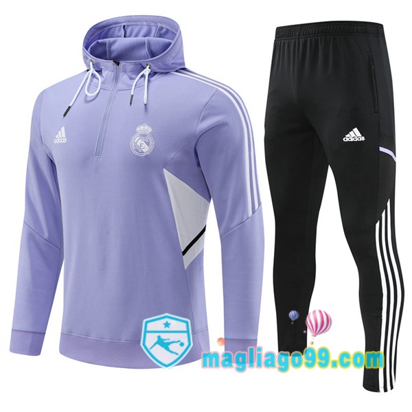 Magliago - Passione Maglie Thai Affidabili Basso Costo Online Shop | Giacca Con Cappuccio Real Madrid Porpora 2022/2023