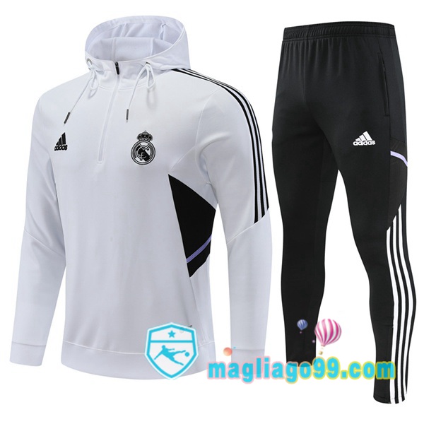 Magliago - Passione Maglie Thai Affidabili Basso Costo Online Shop | Giacca Con Cappuccio Real Madrid Bianco 2022/2023