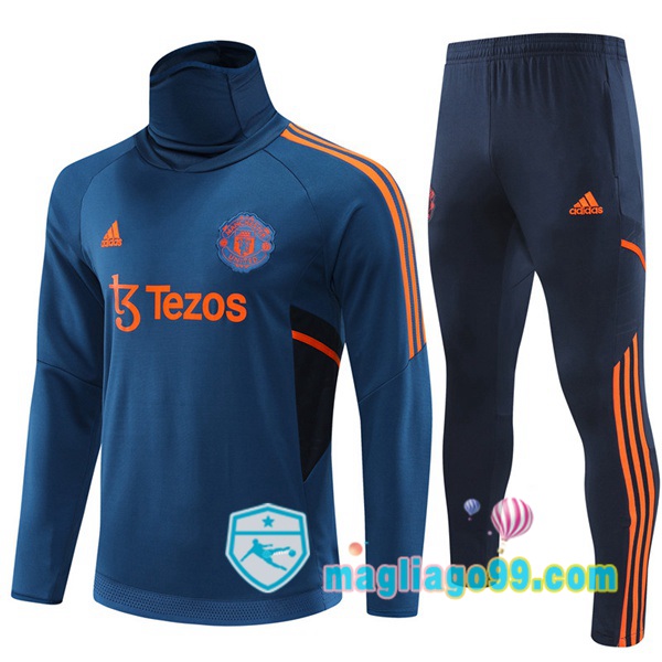 Magliago - Passione Maglie Thai Affidabili Basso Costo Online Shop | Tuta da Allenamento Manchester United Collo Alto Blu 2022/2023