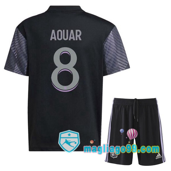 Magliago - Passione Maglie Thai Affidabili Basso Costo Online Shop | Maglia Lyon OL (AOUAR 8) Bambino Terza Nero 2022/2023