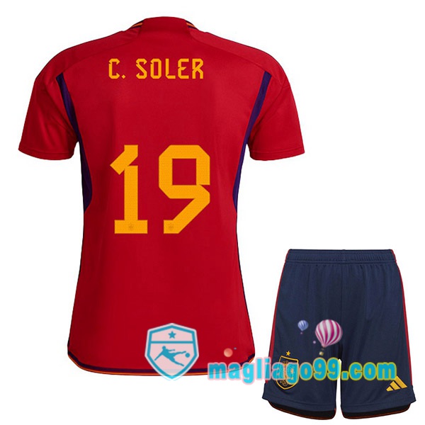Magliago - Passione Maglie Thai Affidabili Basso Costo Online Shop | Nazionale Maglia Calcio Spagna (C. SOLER 19) Bambino Prima Rosso 2022/2023