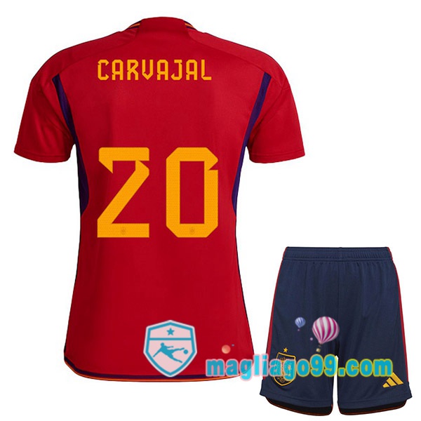 Magliago - Passione Maglie Thai Affidabili Basso Costo Online Shop | Nazionale Maglia Calcio Spagna (CARVAJAL 20) Bambino Prima Rosso 2022/2023