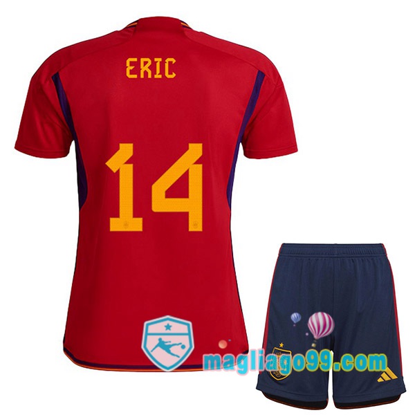 Magliago - Passione Maglie Thai Affidabili Basso Costo Online Shop | Nazionale Maglia Calcio Spagna (ERIC 14) Bambino Prima Rosso 2022/2023