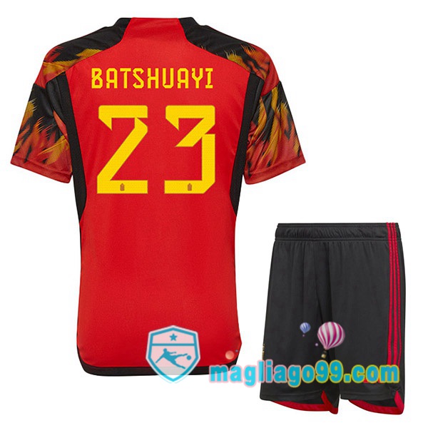 Magliago - Passione Maglie Thai Affidabili Basso Costo Online Shop | Nazionale Maglia Calcio Belgio (BATSHUAYI 23) Bambino Prima Rosso 2022/2023