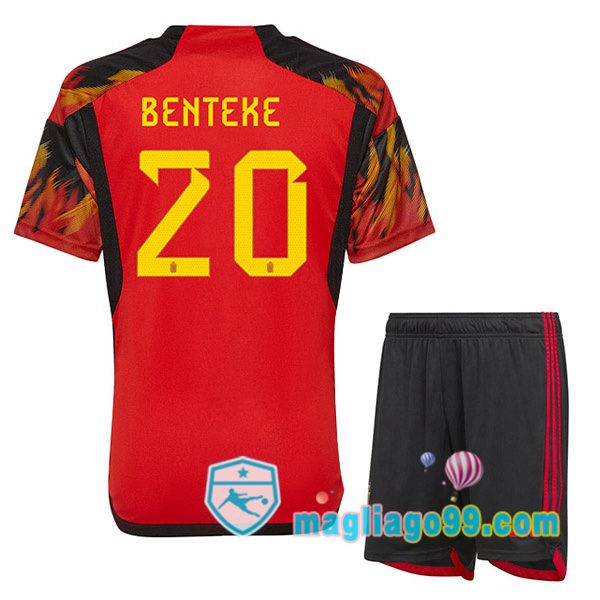 Magliago - Passione Maglie Thai Affidabili Basso Costo Online Shop | Nazionale Maglia Calcio Belgio (BENTEKE 20) Bambino Prima Rosso 2022/2023