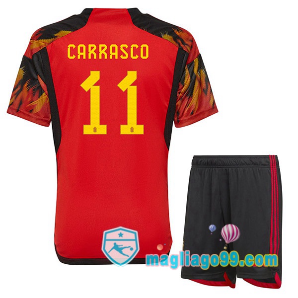 Magliago - Passione Maglie Thai Affidabili Basso Costo Online Shop | Nazionale Maglia Calcio Belgio (CARRASCO 11) Bambino Prima Rosso 2022/2023