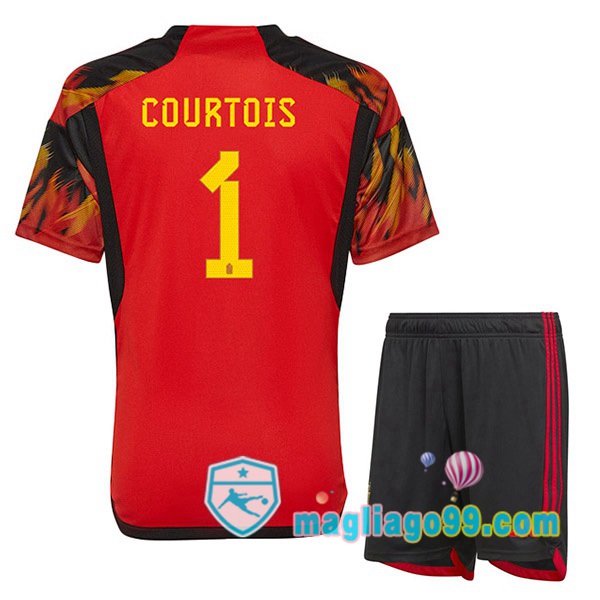Magliago - Passione Maglie Thai Affidabili Basso Costo Online Shop | Nazionale Maglia Calcio Belgio (COURTOIS 1) Bambino Prima Rosso 2022/2023