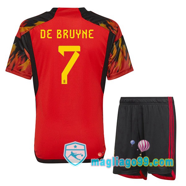 Magliago - Passione Maglie Thai Affidabili Basso Costo Online Shop | Nazionale Maglia Calcio Belgio (DE BRUYNE 7) Bambino Prima Rosso 2022/2023