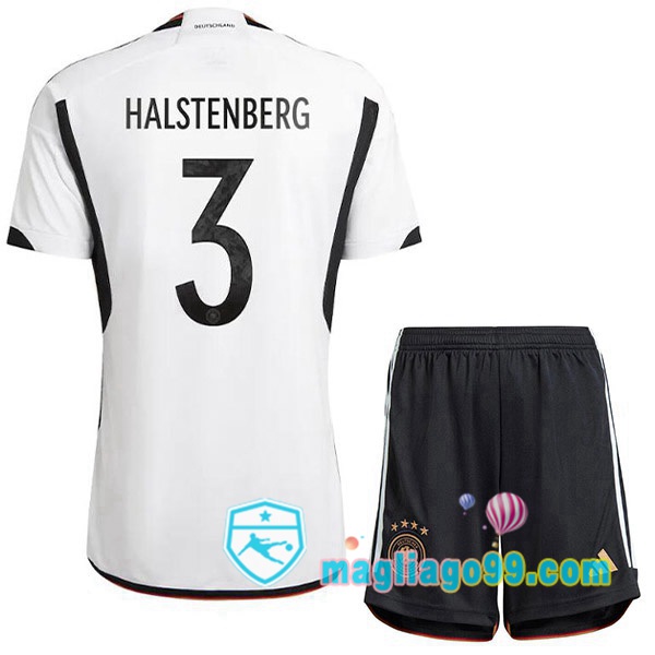 Magliago - Passione Maglie Thai Affidabili Basso Costo Online Shop | Nazionale Maglia Calcio Germania (HALSTENBERG 3) Bambino Prima Nero Bianco 2022/2023