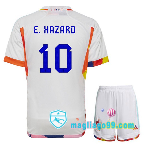 Magliago - Passione Maglie Thai Affidabili Basso Costo Online Shop | Nazionale Maglia Calcio Belgio (E.HAZARD 10) Bambino Seconda Bianco 2022/2023