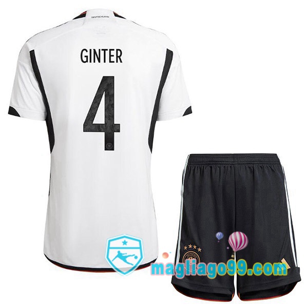 Magliago - Passione Maglie Thai Affidabili Basso Costo Online Shop | Nazionale Maglia Calcio Germania (GINTER 4) Bambino Prima Nero Bianco 2022/2023