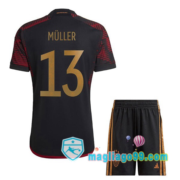 Magliago - Passione Maglie Thai Affidabili Basso Costo Online Shop | Nazionale Maglia Calcio Germania (MÜLLER 13) Bambino Seconda Nero 2022/2023