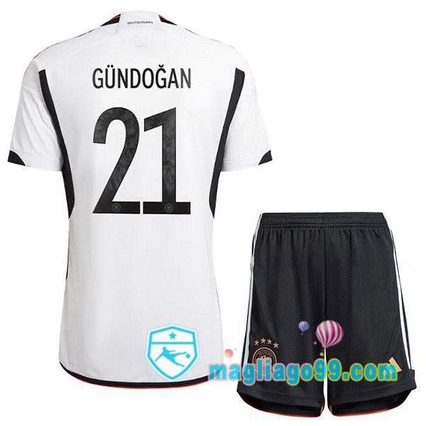 Magliago - Passione Maglie Thai Affidabili Basso Costo Online Shop | Nazionale Maglia Calcio Germania (GÜNDOGAN 21) Bambino Prima Nero Bianco 2022/2023