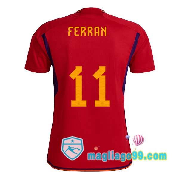 Magliago - Passione Maglie Thai Affidabili Basso Costo Online Shop | Nazionale Maglia Calcio Spagna (FERRAN 11) Prima Rosso 2022/2023