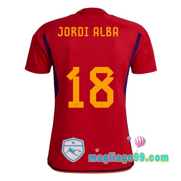 Magliago - Passione Maglie Thai Affidabili Basso Costo Online Shop | Nazionale Maglia Calcio Spagna (JORDI ALBA 18) Prima Rosso 2022/2023