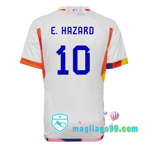 Magliago - Passione Maglie Thai Affidabili Basso Costo Online Shop | Nazionale Maglia Calcio Belgio (E.HAZARD 10) Seconda Bianco 2022/2023