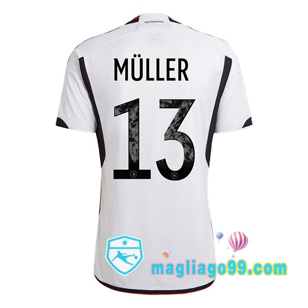 Magliago - Passione Maglie Thai Affidabili Basso Costo Online Shop | Nazionale Maglia Calcio Germania (MÜLLER 13) Prima Nero Bianco 2022/2023