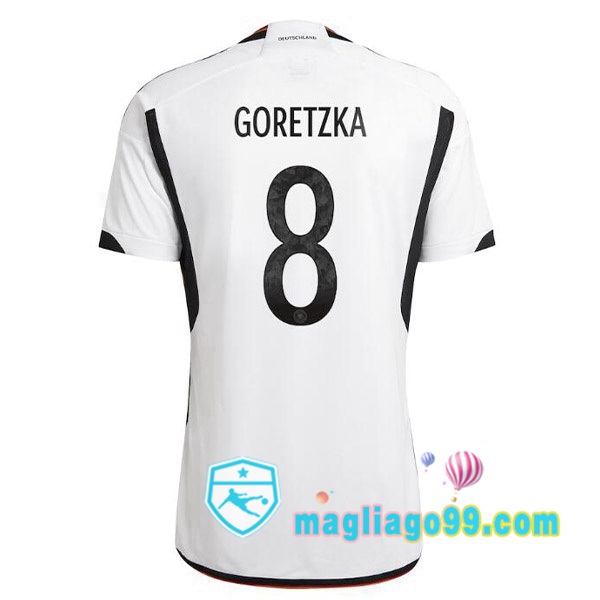 Magliago - Passione Maglie Thai Affidabili Basso Costo Online Shop | Nazionale Maglia Calcio Germania (GORETZKA 8) Prima Nero Bianco 2022/2023