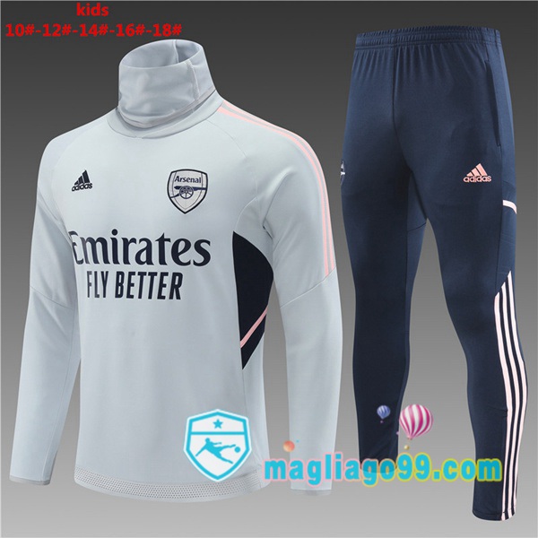 Magliago - Passione Maglie Thai Affidabili Basso Costo Online Shop | Tuta da Allenamento Arsenal Collo Alto Bambino Grigio 2022/2023