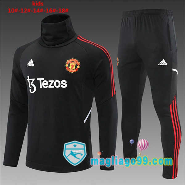 Magliago - Passione Maglie Thai Affidabili Basso Costo Online Shop | Tuta da Allenamento Manchester United Collo Alto Bambino Nero 2022/2023