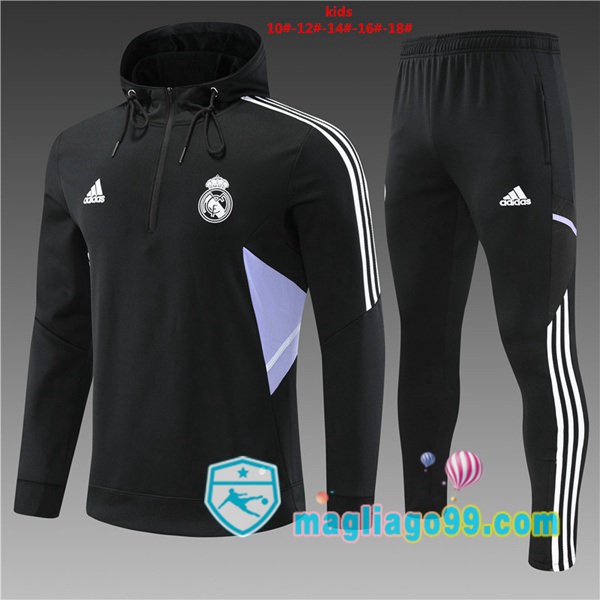 Magliago - Passione Maglie Thai Affidabili Basso Costo Online Shop | Giacca Con Cappuccio Real Madrid Bambino Nero 2022/2023