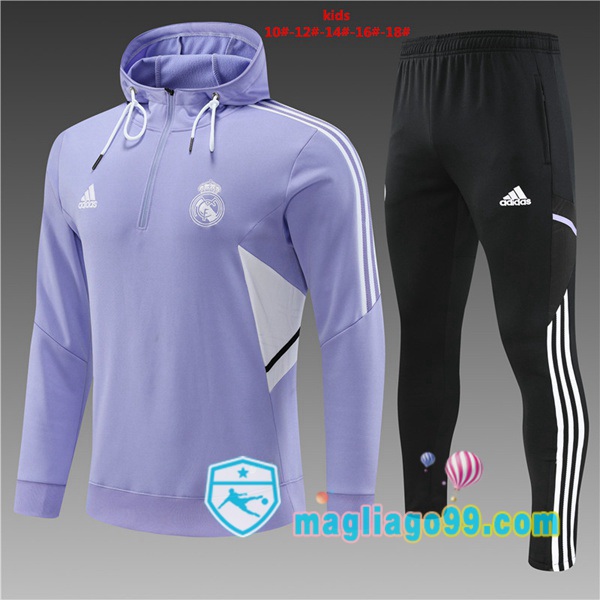 Magliago - Passione Maglie Thai Affidabili Basso Costo Online Shop | Giacca Con Cappuccio Real Madrid Bambino Porpora 2022/2023
