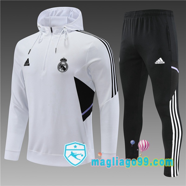 Magliago - Passione Maglie Thai Affidabili Basso Costo Online Shop | Giacca Con Cappuccio Real Madrid Bambino Bianco 2022/2023