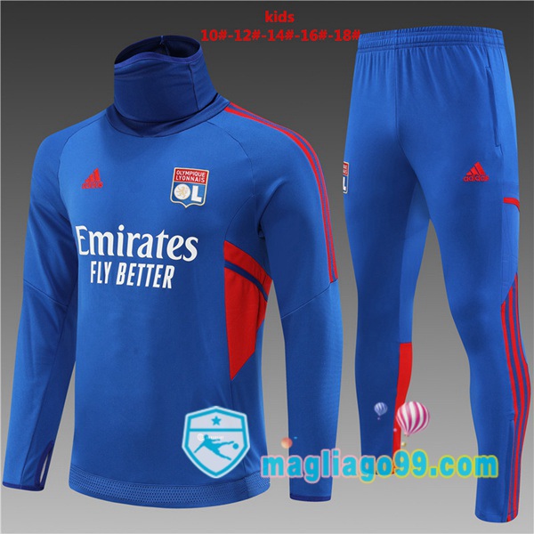 Magliago - Passione Maglie Thai Affidabili Basso Costo Online Shop | Tuta da Allenamento Lyon OL Collo Alto Bambino Blu 2022/2023