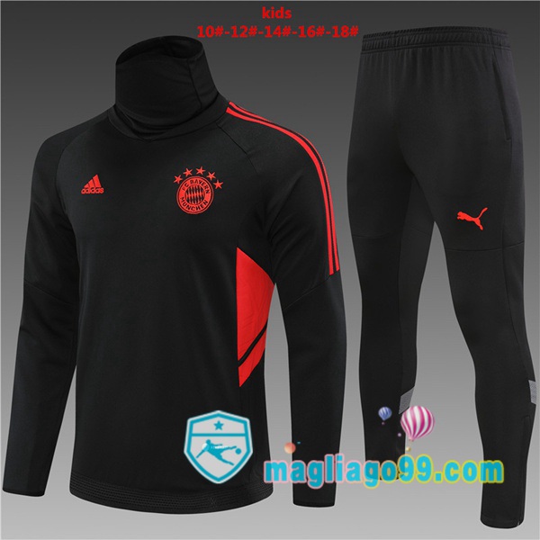 Magliago - Passione Maglie Thai Affidabili Basso Costo Online Shop | Tuta da Allenamento Bayern Monaco Collo Alto Bambino Nero 2022/2023
