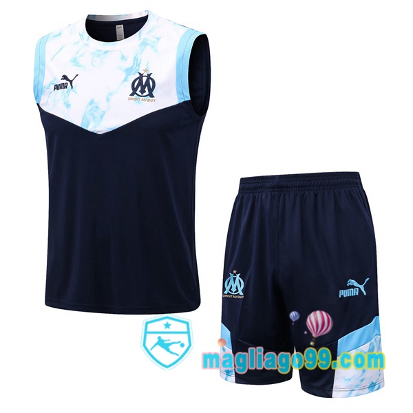 Magliago - Passione Maglie Thai Affidabili Basso Costo Online Shop | Gilet Calcio Marsiglia OM + Shorts Nero Bianco 2022/2023