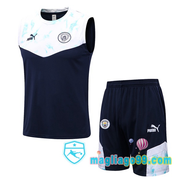 Magliago - Passione Maglie Thai Affidabili Basso Costo Online Shop | Gilet Calcio Manchester City + Shorts Blu Bianco 2022/2023
