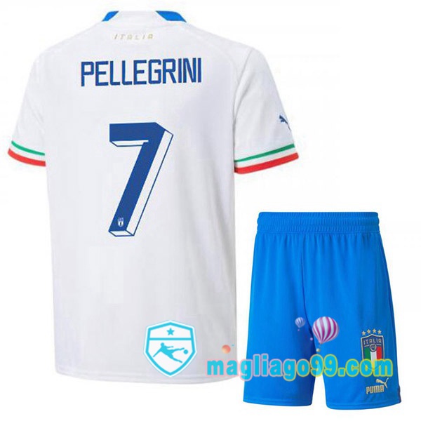 Magliago - Passione Maglie Thai Affidabili Basso Costo Online Shop | Nazionale Maglia Calcio Italia (Pellegrini 7) Bambino Seconda Bianco 2022/2023