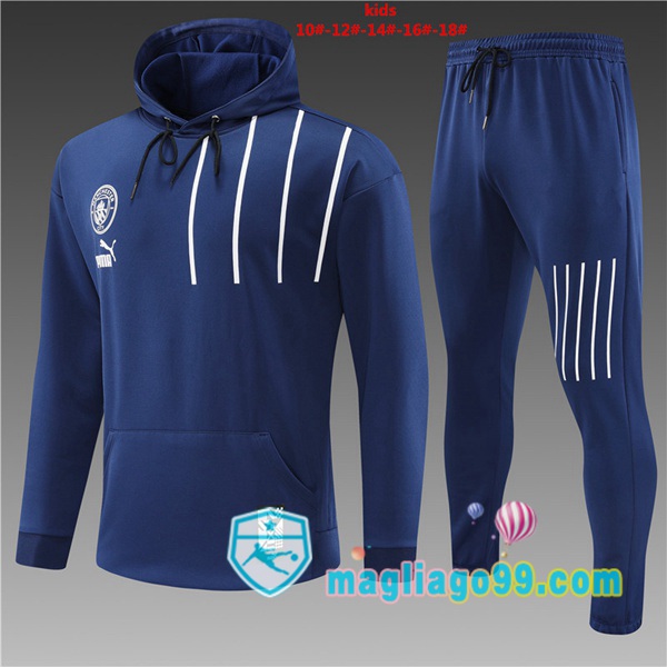 Magliago - Passione Maglie Thai Affidabili Basso Costo Online Shop | Giacca Con Cappuccio Manchester City Bambino Blu Royal 2022/2023