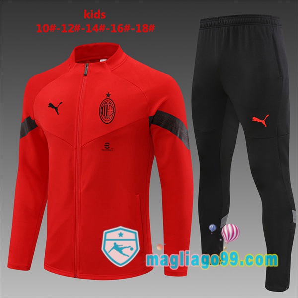 Magliago - Passione Maglie Thai Affidabili Basso Costo Online Shop | Giacca Da Allenamento AC Milan Bambino Rosso 2022/2023