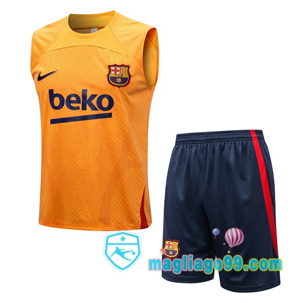 Magliago - Passione Maglie Thai Affidabili Basso Costo Online Shop | Gilet Calcio FC Barcellona + Shorts Arancione 2022/2023
