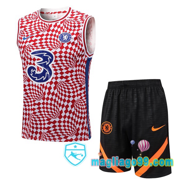 Magliago - Passione Maglie Thai Affidabili Basso Costo Online Shop | Gilet Calcio FC Chelsea + Shorts Rosso Bianco 2022/2023