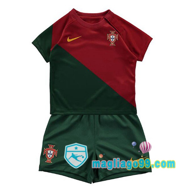 Magliago - Passione Maglie Thai Affidabili Basso Costo Online Shop | Nazionale Maglia Calcio Portogallo Bambino Prima Rosso Verde 2022/2023