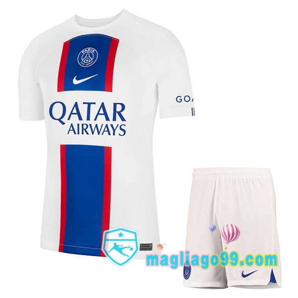 Magliago - Passione Maglie Thai Affidabili Basso Costo Online Shop | Maglia Paris PSG Bambino Terza Bianco 2022/2023
