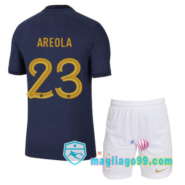 Magliago - Passione Maglie Thai Affidabili Basso Costo Online Shop | Nazionale Maglia Calcio Francia (AREOLA 23) Bambino Prima Blu Royal Coppa del Mondo 2022